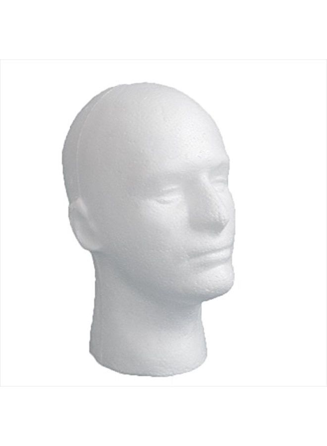 LIAMTU Male Wig Display Mannequin Head Stand Model Styrofoam Foam White - Image 1