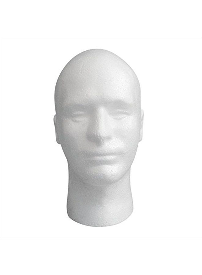 LIAMTU Male Wig Display Mannequin Head Stand Model Styrofoam Foam White - Image 2