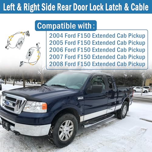 Qagea Rear Door Lock Latch & Cable - Left Driver & Right Passenger Side - Fit for 04-08 Ford F150 Extended Cab Pickup, Locking Latches Assembly Replaces# 6L3Z-18264A01-B 6L3Z-18264A00-B - Image 2