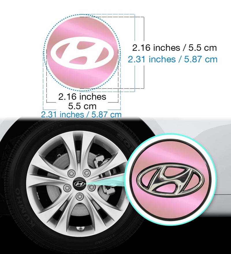 IPG Decal Made for Hyundai 2011-23 Sonata/Azera/Santa Fe (2.16" Decal - 2.31" Center Cap) Outside of Logo Outer Stickers (4 Units) (Pearl Pink) - Image 3