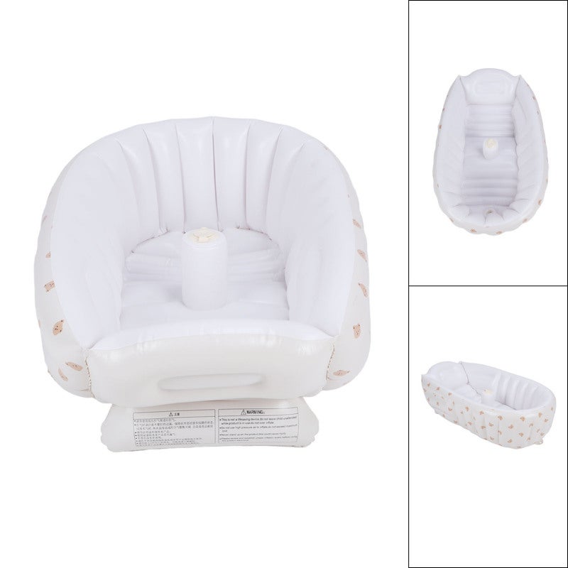 Inflatable Baby Bathtub: 0.3mm Thickened PVC, Cartoon Bear Pattern, Built-in Air Pump - Bionic Support Design, Compact Folding Toddler Tub for Newborns, Travel, Home Beach Camping Use - Image 4