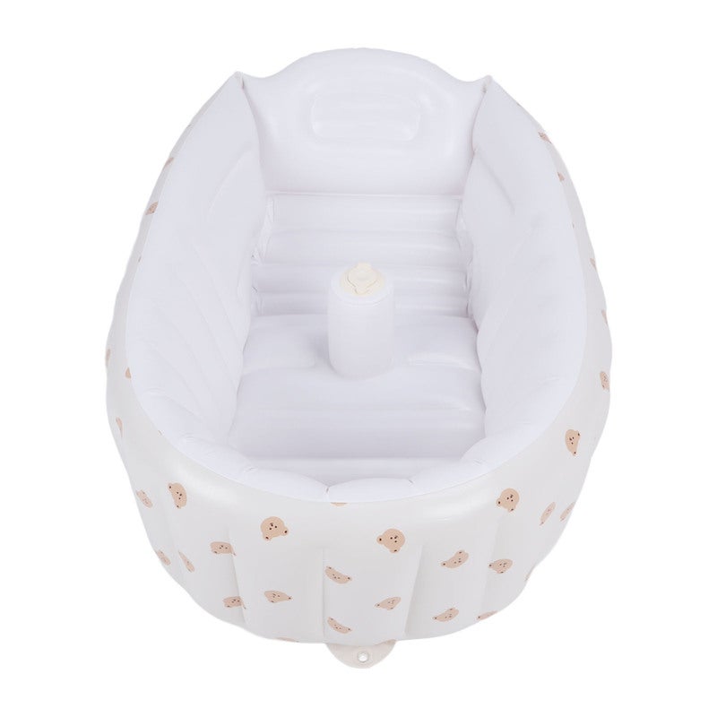 Inflatable Baby Bathtub: 0.3mm Thickened PVC, Cartoon Bear Pattern, Built-in Air Pump - Bionic Support Design, Compact Folding Toddler Tub for Newborns, Travel, Home Beach Camping Use - Image 1