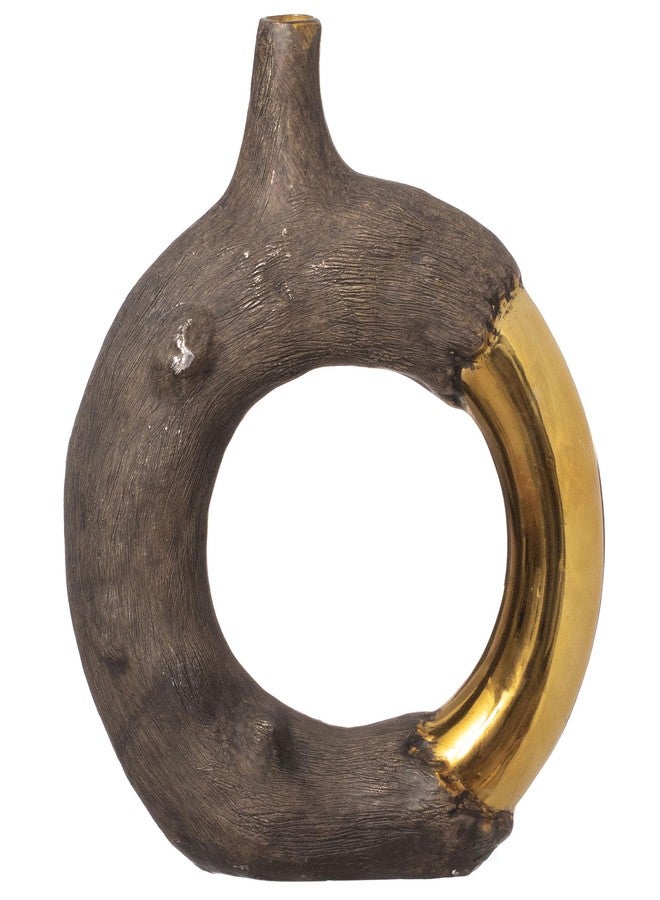 يونيك وايز مزهرية دائرية من الراتنج من يونيك وايز، مقاس 11 بوصة، بتصميم دائري مفتوح، قطعة مركزية زخرفية عصرية ذات طابع فني، مناسبة للرفوف والطاولات والمدافئ والمداخل ووحدات التحكم وديكور غرفة المعيشة، صغيرة الحجم - Image 1