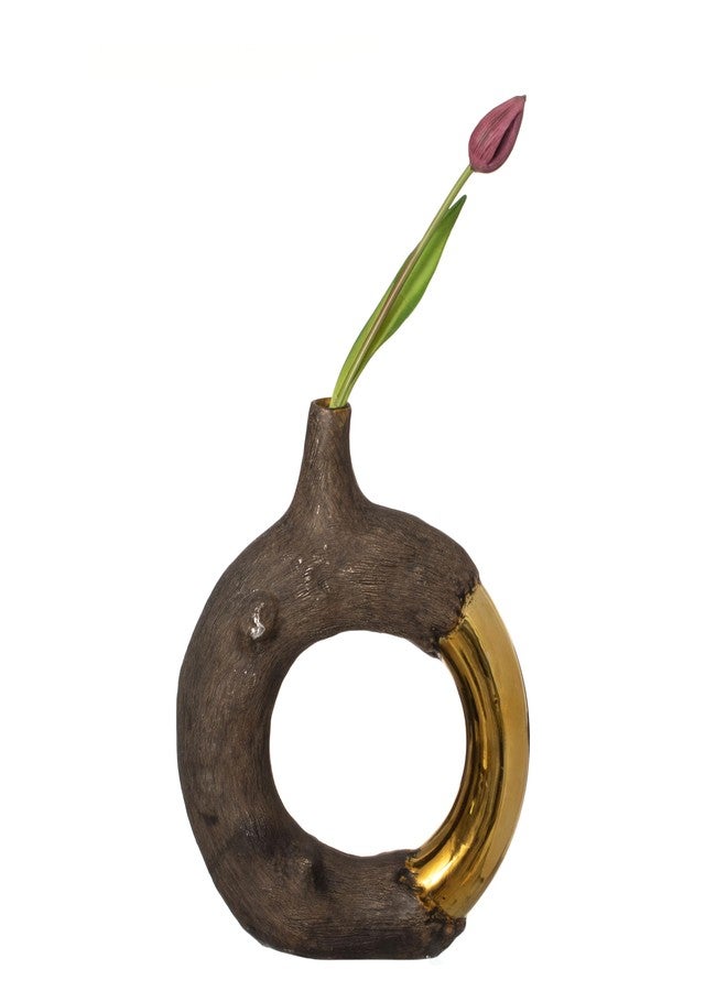 يونيك وايز مزهرية دائرية من الراتنج من يونيك وايز، مقاس 11 بوصة، بتصميم دائري مفتوح، قطعة مركزية زخرفية عصرية ذات طابع فني، مناسبة للرفوف والطاولات والمدافئ والمداخل ووحدات التحكم وديكور غرفة المعيشة، صغيرة الحجم - Image 4