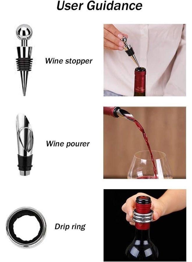 Cooko Wine Opener Set,Wine Bottle Opener Including Foil Cutter, Bottle Stopper Pourer and Extra Spiral,Wine Corkscrew Set,Gift box Opener Kit. - Image 4