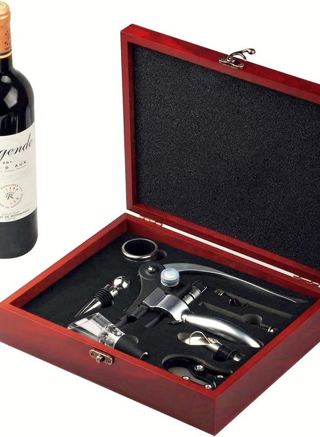 Cooko Wine Opener Set,Wine Bottle Opener Including Foil Cutter, Bottle Stopper Pourer and Extra Spiral,Wine Corkscrew Set,Gift box Opener Kit. - Image 1