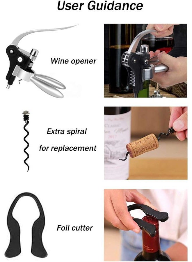 Cooko Wine Opener Set,Wine Bottle Opener Including Foil Cutter, Bottle Stopper Pourer and Extra Spiral,Wine Corkscrew Set,Gift box Opener Kit. - Image 3