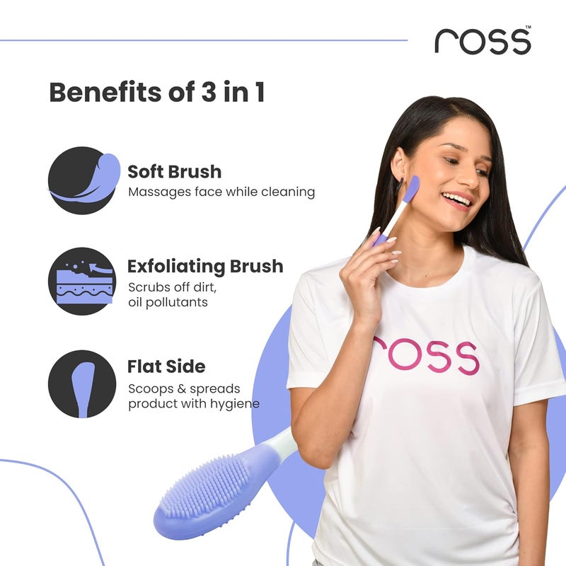 Ross Silicone Face Mask Applicator & Lip Facial Cleansing Brush Made With Ultra Hygienic Soft Silicone Bristle For Gentle Exfoliation (Purple) - Image 3