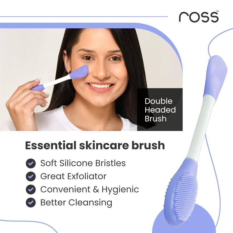 Ross Silicone Face Mask Applicator & Lip Facial Cleansing Brush Made With Ultra Hygienic Soft Silicone Bristle For Gentle Exfoliation (Purple) - Image 4