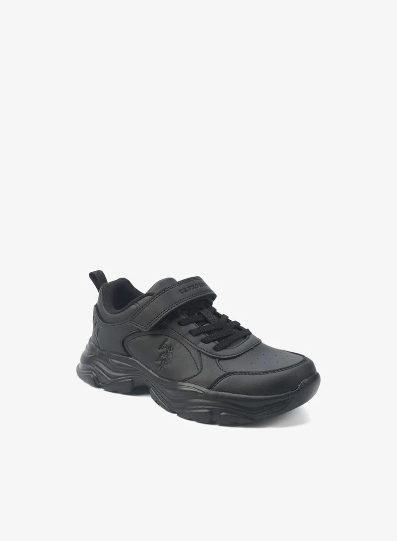 U.S. Polo Assn. black Kids' Black Velcro Strap Sneakers Shoes - Easy-On, Day Fun for Little Explorers!  | Best Price UAE