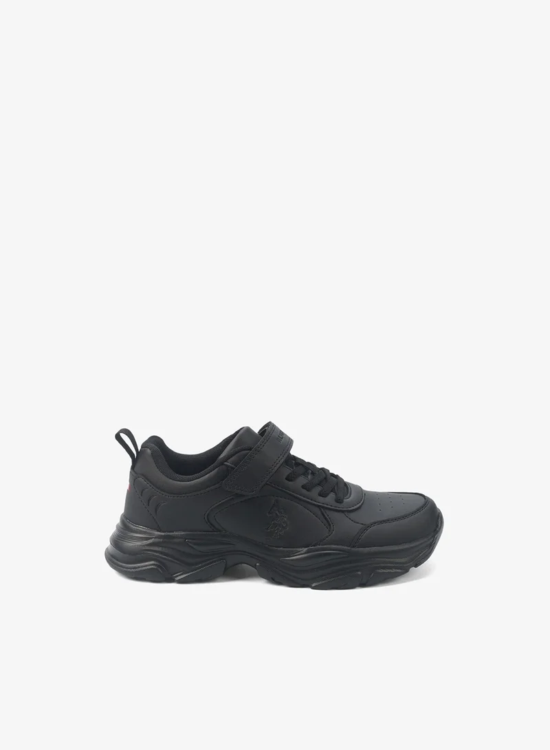 U.S. Polo Assn. Kids' Black Velcro Strap Sneakers Shoes - Easy-On, Day Fun for Little Explorers!