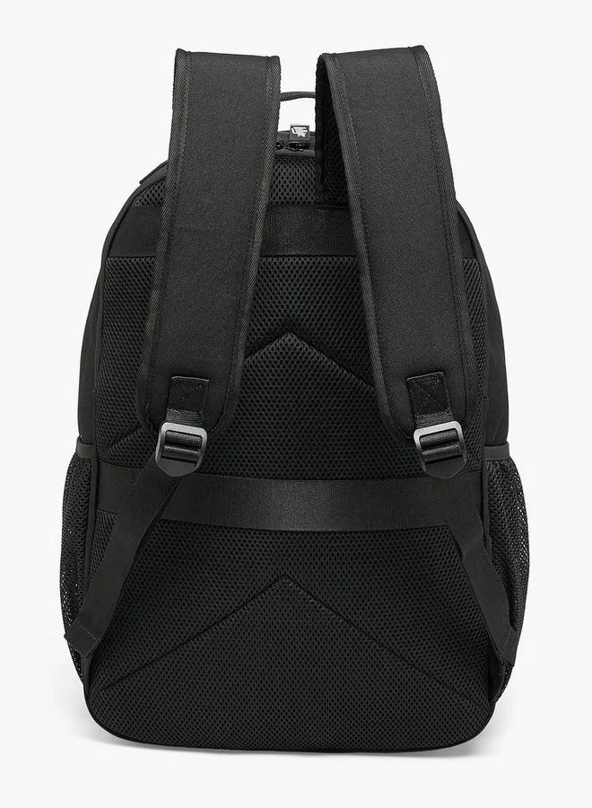 Lee Cooper BLACK Solid Backpack For Boys 13+ Years With Padded Shoulder Strap for Men | Best Price UAE