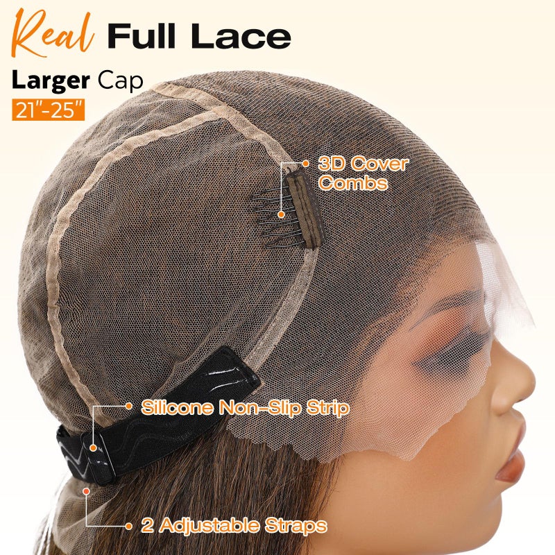 WIGNEE Full Lace Kinky Straight Wig 30 Inch Synthetic Yaki Straight Wig 180% Density Pre-Plucked Kinky Wig with Baby Hair Yaki Wigs For Black Women Daily Use(Brown) - Image 5