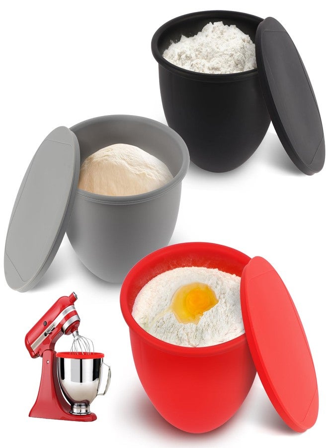 XINBOOGQ 5QT Silicone Mixing Bowls with Lids (3 pack) Compatible with 5QT KitchenAid Mixer, Shatterproof, leak-proof design, Non-slip base, Easy-to-clean food storage bowls, Food-grade silicone - Image 1