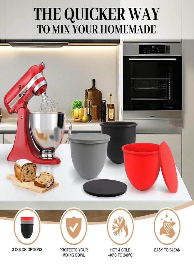XINBOOGQ 5QT Silicone Mixing Bowls with Lids (3 pack) Compatible with 5QT KitchenAid Mixer, Shatterproof, leak-proof design, Non-slip base, Easy-to-clean food storage bowls, Food-grade silicone - Image 3