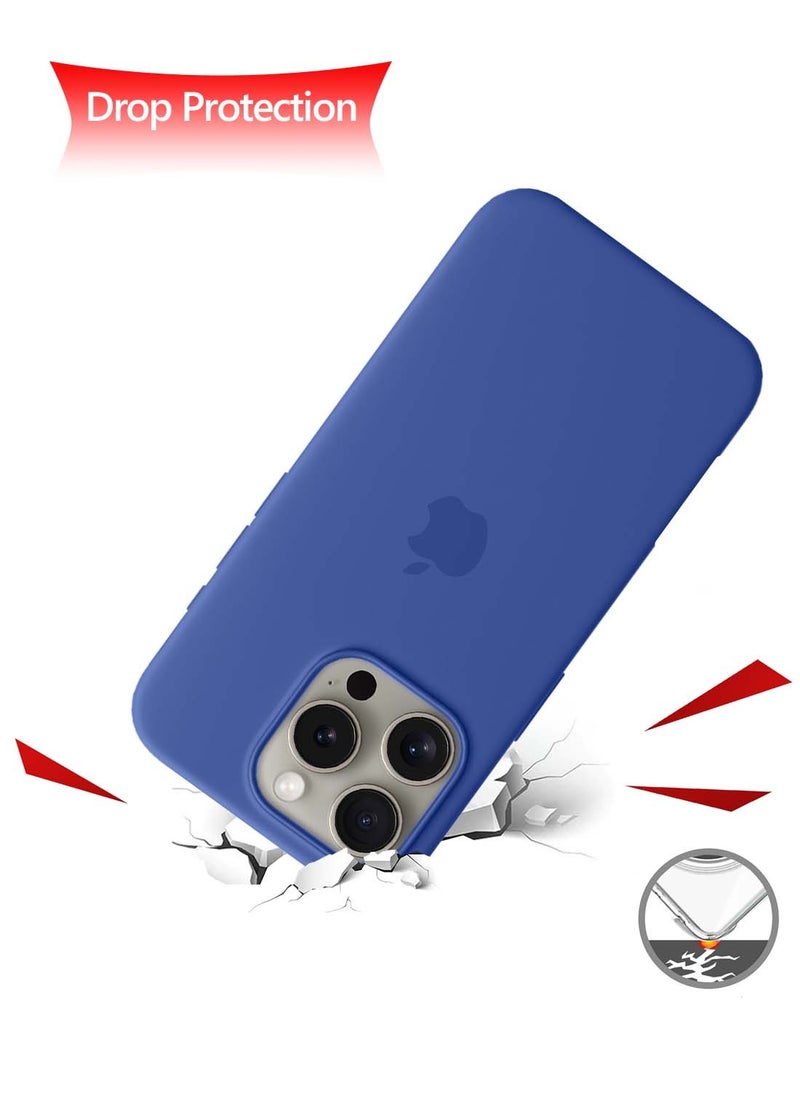 Wtech - Apple iPhone 16 Pro 2024 Premium Soft Liquid Silicone Case Cover - Blue - Image 1
