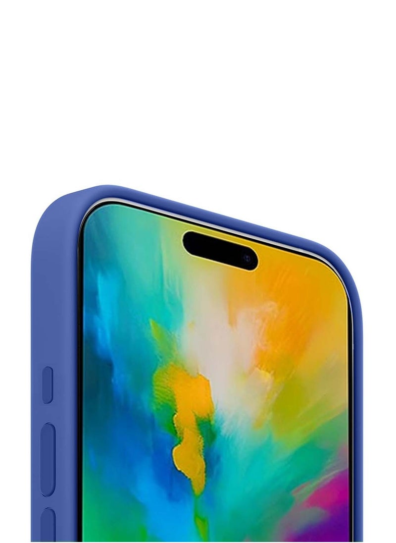 Wtech - Apple iPhone 16 Pro 2024 Premium Soft Liquid Silicone Case Cover - Blue - Image 1