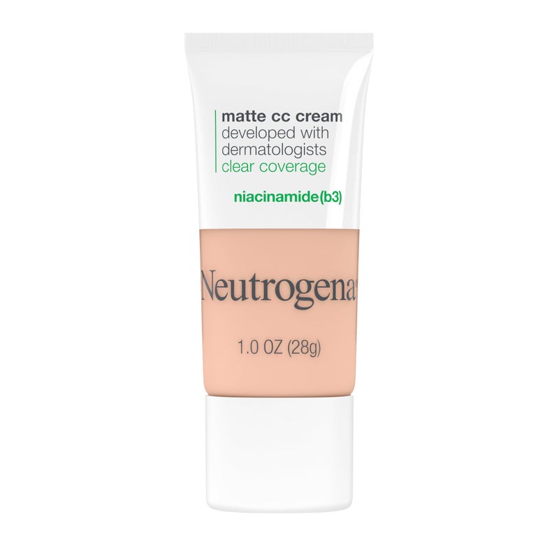 Neutrogena Clear Coverage Flawless Matte CC Cream, Full-Coverage Color Correcting Cream Face Makeup with Niacinamide (b3), Hypoallergenic, Oil Free & Fragrance Free, Alabaster, 1 oz - Image 1