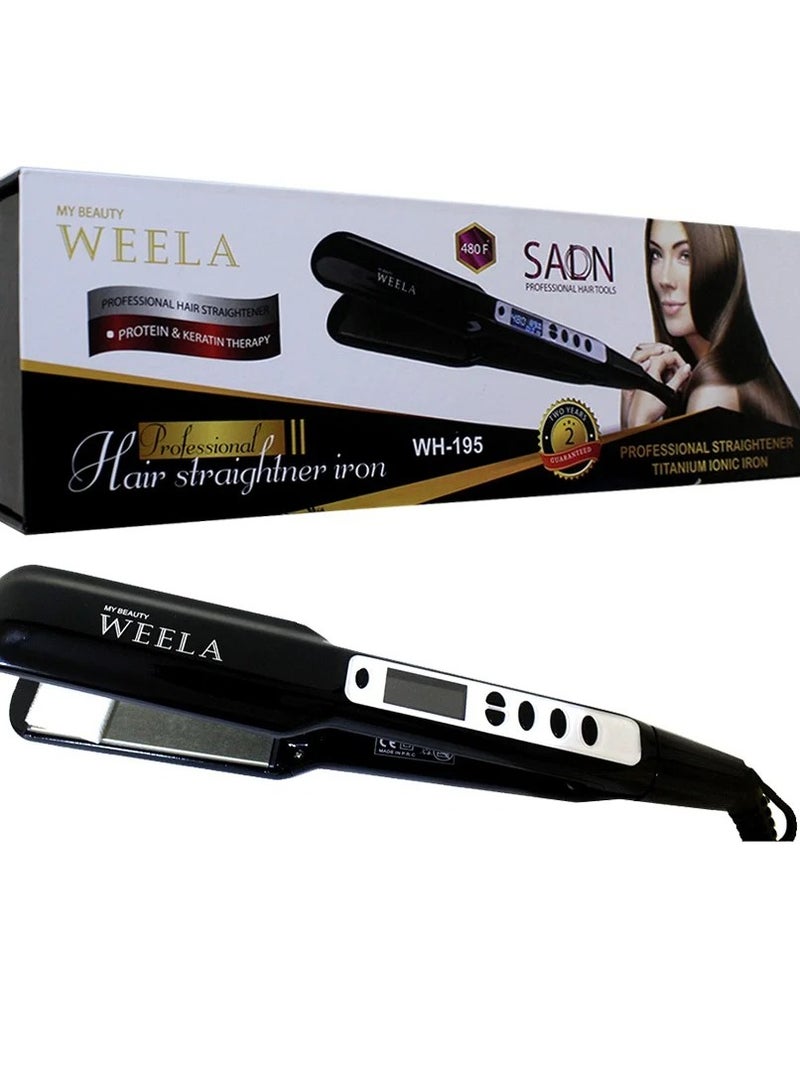 WEELA WH‑195 Titanium Ionic Professional Hair Straightener – Black - Image 2