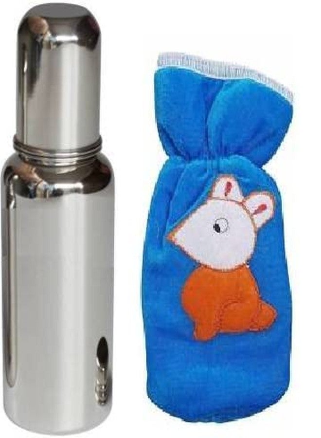 Atipriya Stainless Steel Baby Feeding Bottle for Milk and Drinks with Silicon Nipple Free, 240 ML, 304 Grade Stainless Steel No Plastic BPA Free Bottle with Feeding Bottle Cover Assorted Color - Image 1