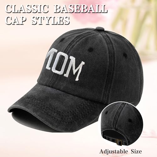 Yaopelky 3Pcs Mom Dad and Baby Hats Parent-Child Baseball Caps Embroidered Adjustable Matching Family Hat Set (US, Alpha, One Size, Dad Mom Baby Black) - Image 2