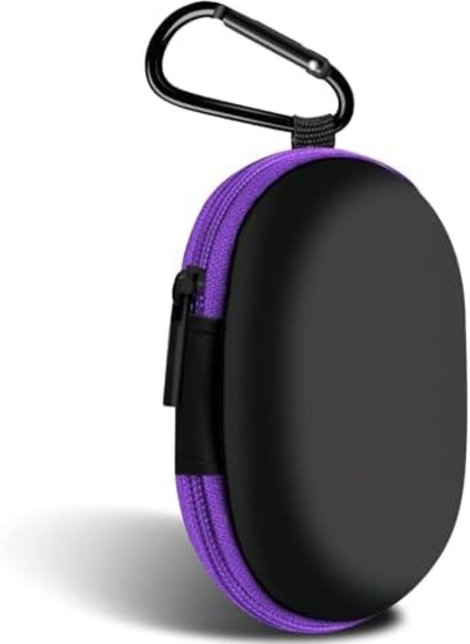 Woyinger Round Earbud Case Portable EVA Carrying Case Storage Bag Cell Phone Accessories Organizer with Carabiner for Earphone, Earbud, Earpieces, SD Memory Card, Camera Chips,Black - Image 1