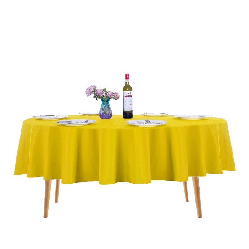 Ascoza 2pack 70 Inch Yellow Round Tablecloth in Washable Polyester Fabric for WeddingBanquetRestaurantParties