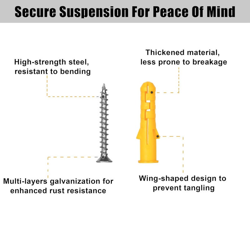 MAX-EMA GLOBAL مجموعة مثبتات ومسامير MAX-EMA للجدران الجافة 60 قطعة مسامير ذاتية التثبيت ومجموعة مثبتات جدارية ثقيلة - Image 3