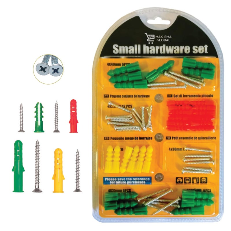 MAX-EMA GLOBAL مجموعة مثبتات ومسامير MAX-EMA للجدران الجافة 60 قطعة مسامير ذاتية التثبيت ومجموعة مثبتات جدارية ثقيلة - Image 1