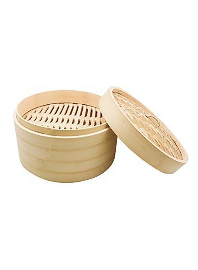 Bien Servi 2-Layers High Quality Bamboo Steamer with Lid Beige  25 x 25 cm E- 005