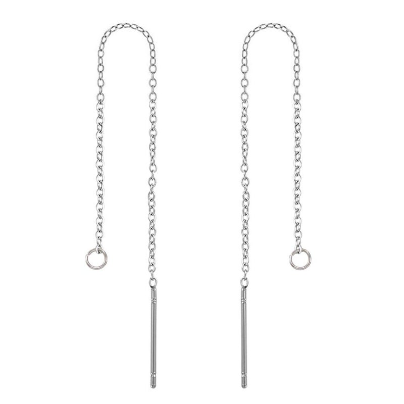 KISSITTY 5 Pairs Hypoallergenic Stainless Steel Long String Ear Threads 3.54"~3.7" Tassel Chain Earrings with Loop & 20 Gauge Pin - Image 1