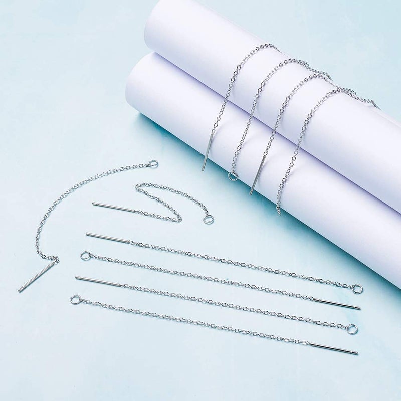 KISSITTY 5 Pairs Hypoallergenic Stainless Steel Long String Ear Threads 3.54"~3.7" Tassel Chain Earrings with Loop & 20 Gauge Pin - Image 3