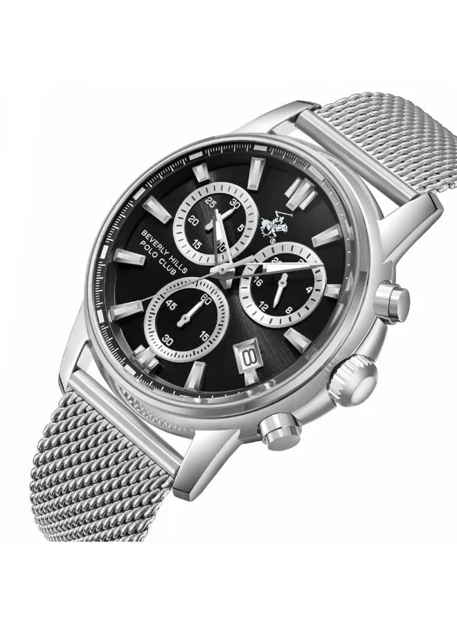 BEVERLY HILLS POLO CLUB BEVERLY HILLS POLO CLUB BP3647X.350 Men's Multi Function Display Watch & Metal Strap Silver