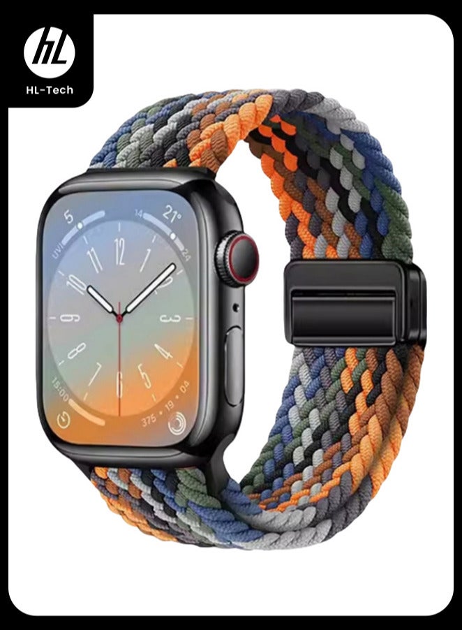 HL-Tech Magnetic attraction Soft Nylon Elastic Braided Strap, Smart Watch Watchband for Apple Watch Ultra 2/3, Apple Watch Series 11/10/9/8/7/6/5/4/3/SE Multicolour, 42/44/45/46/49mm - Image 1