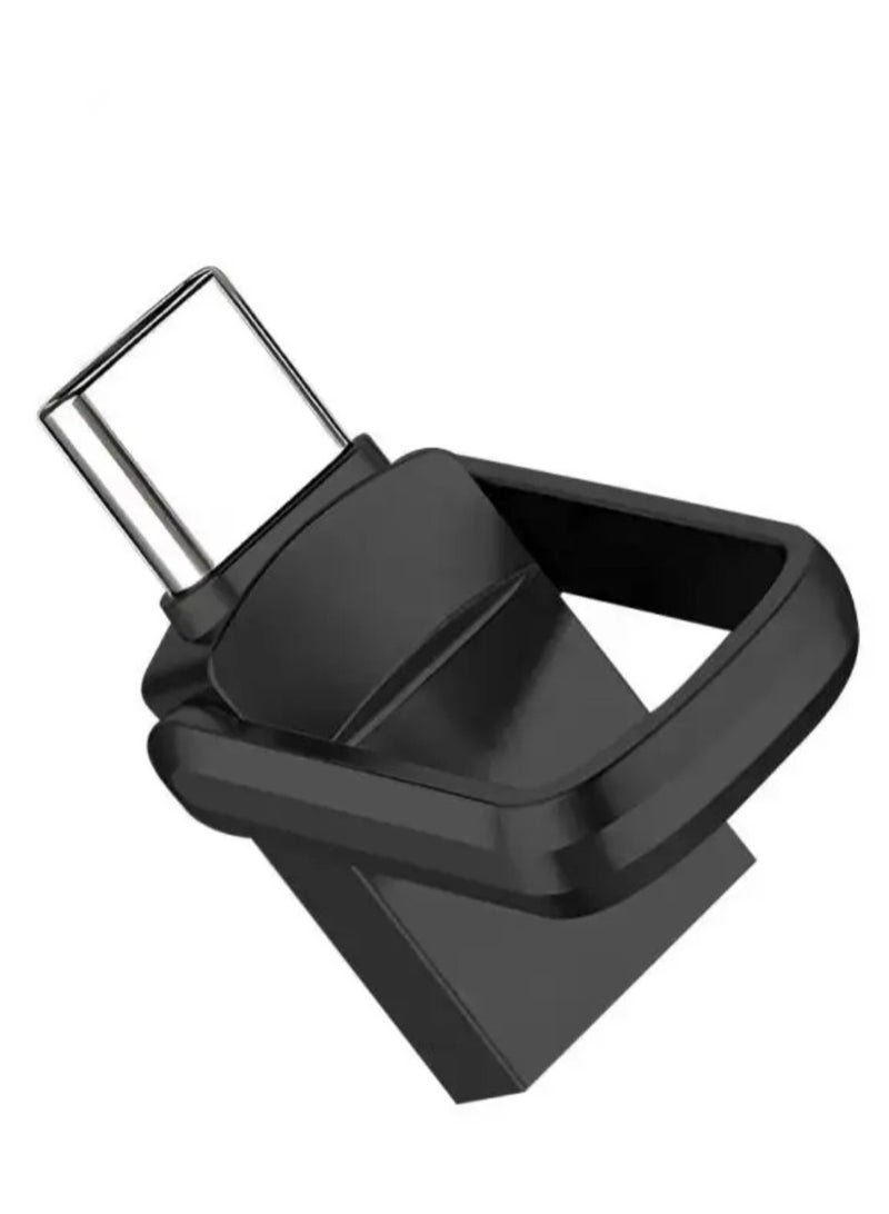 2TB Dual Connector USB Flash Drive - Type-C High-Speed Data Storage - Compact OTG Device for Smartphones, Tablets, PC - Metal/Alloy (Black) - Image 1