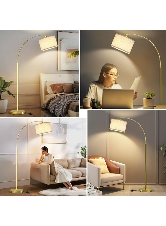 Tiokkss Floor Lamp with Remote Control, Modern Floor Lamp with Bulb,Tall Lamp for Living Room with Hanging Drum Shade and Weighted Base 12 Watt 96V~240V 8-15m Metal Gold  - Image 4