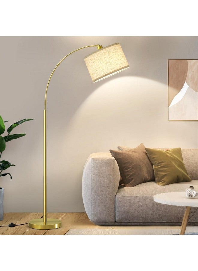Tiokkss Floor Lamp with Remote Control, Modern Floor Lamp with Bulb,Tall Lamp for Living Room with Hanging Drum Shade and Weighted Base 12 Watt 96V~240V 8-15m Metal Gold  - Image 2