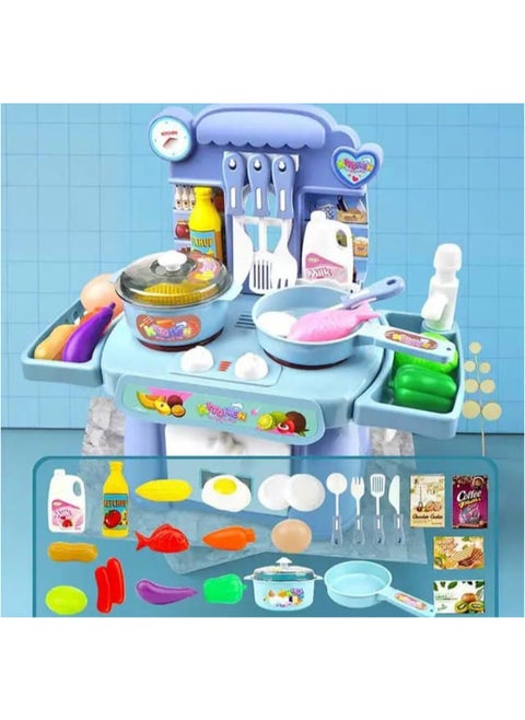 العاب مطبخ تظاهرية للاطفال من TOYS-EGYPT ، لعبة طهي مع ضوء وموسيقى، مجموعة عشاء امنة ولطيفة للبنات، لعبة المطبخ والحوض مع مياه جارية وموقد حثي إلكتروني
