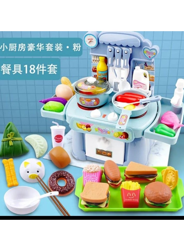 العاب مطبخ تظاهرية للاطفال من TOYS-EGYPT ، لعبة طهي مع ضوء وموسيقى، مجموعة عشاء امنة ولطيفة للبنات، لعبة المطبخ والحوض مع مياه جارية وموقد حثي إلكتروني