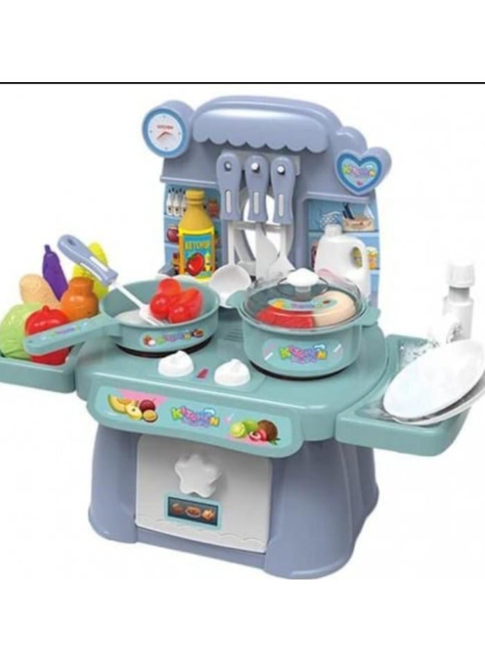 العاب مطبخ تظاهرية للاطفال من TOYS-EGYPT ، لعبة طهي مع ضوء وموسيقى، مجموعة عشاء امنة ولطيفة للبنات، لعبة المطبخ والحوض مع مياه جارية وموقد حثي إلكتروني