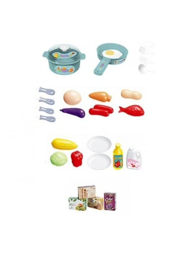 العاب مطبخ تظاهرية للاطفال من TOYS-EGYPT ، لعبة طهي مع ضوء وموسيقى، مجموعة عشاء امنة ولطيفة للبنات، لعبة المطبخ والحوض مع مياه جارية وموقد حثي إلكتروني