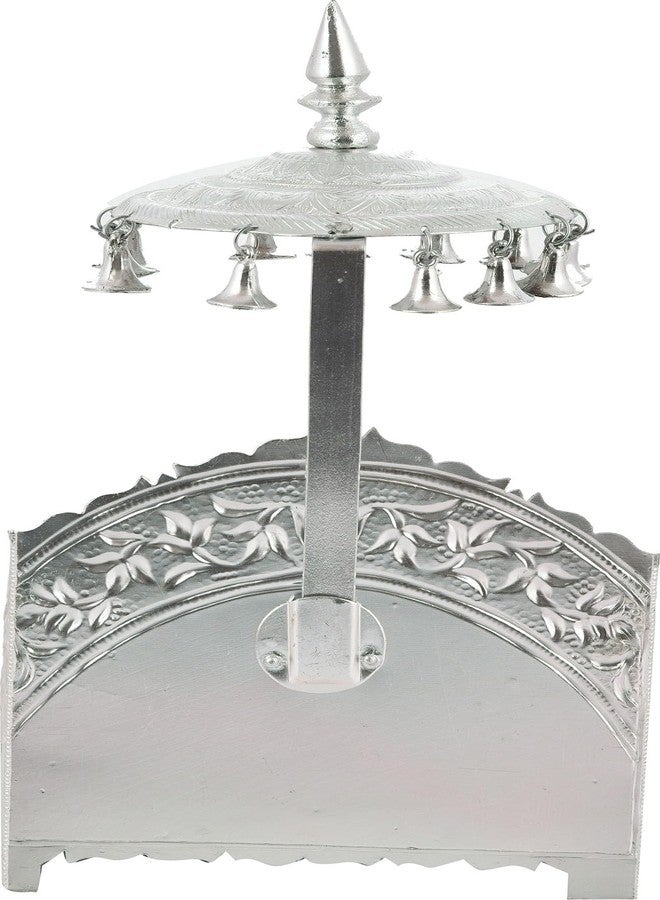 HOUZZPLUS Handicraft Aluminium Laddu Gopal Singhasan Small Size, laddu Gopal Chowki, laddu Gopal aasan for 0 to 2 no - Image 4