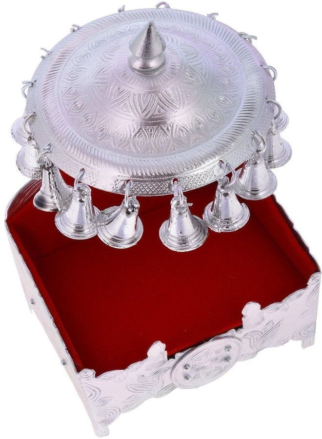 HOUZZPLUS Handicraft Aluminium Laddu Gopal Singhasan Small Size, laddu Gopal Chowki, laddu Gopal aasan for 0 to 2 no - Image 3