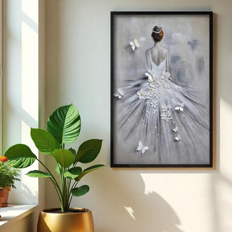 Marktna Canvas painting with a girl design and a hollow frame, size (40×60), one piece - Image 2