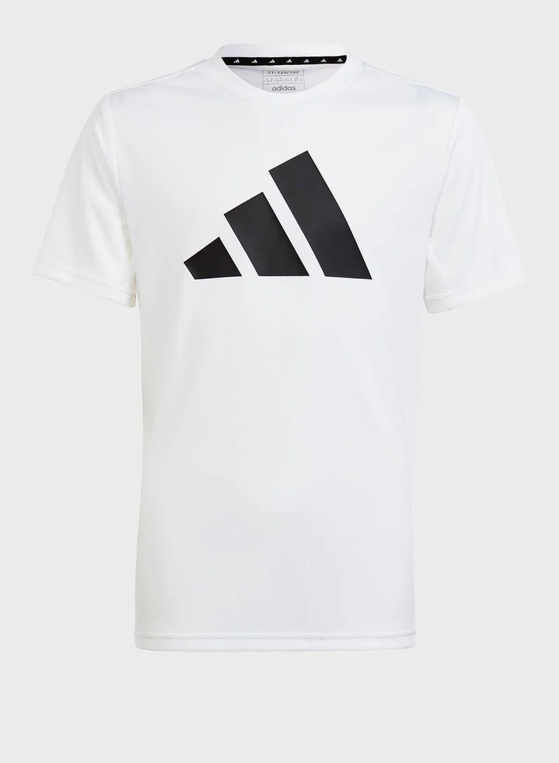 Adidas U Tr-Es Logo T White Training T-Shirts 5-6Y