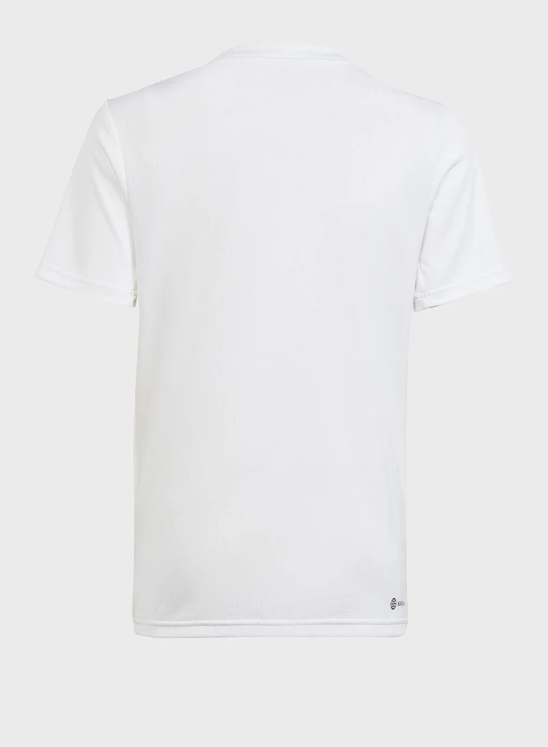Adidas U Tr-Es Logo T White Training T-Shirts 5-6Y