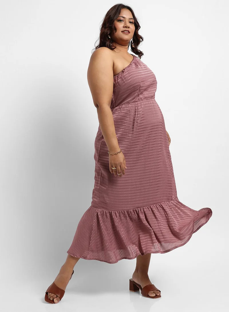 Instafab Plus One-Shoulder Midi Dress