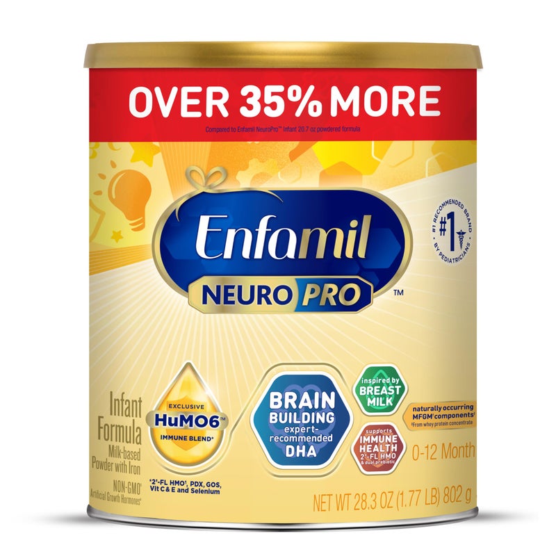 Enfamil NeuroPro Baby Formula, MFGM* 5-Year Benefit, Expert-Recommended Brain-Building Omega-3 DHA, Exclusive Immune Supporting HuMO6 Blend, Infant Formula Powder, Baby Milk, 28.3 Oz - Image 1