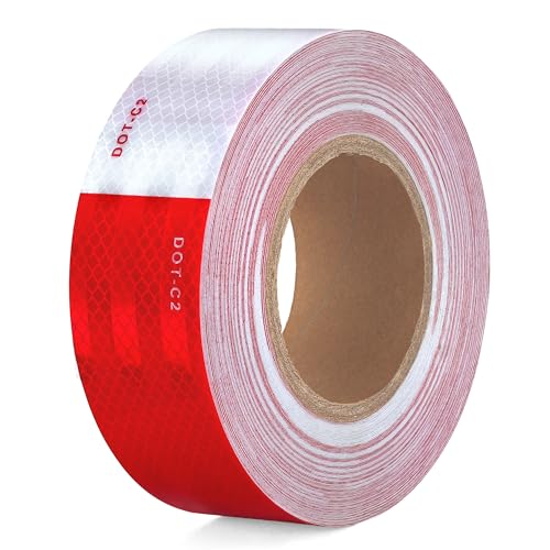 UIOCSSC DOT-C2 Reflective Tape 2 Inch x 30 Feet Red White Conspicuity Safety Reflective Tape Outdoor Waterproof for Vehicles Trailers Boats Signs - Image 1