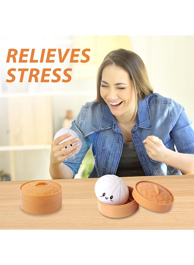 Squishy Dumpling Stress Balls for Adults Kids, Dumpling Squishy Fidget Sensory Toy, Stretchy Squeeze Dough Ball Stress Relief Toy for ADHD - Image 2